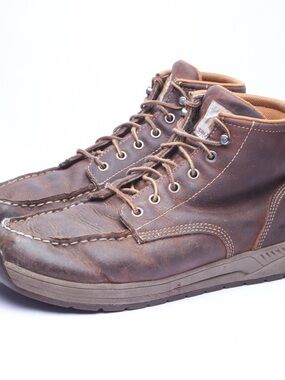 Carhartt Men's Size 9.5 4" Moc Toe Wedge Chukka Soft Toe Work Boot Brown CMX4023